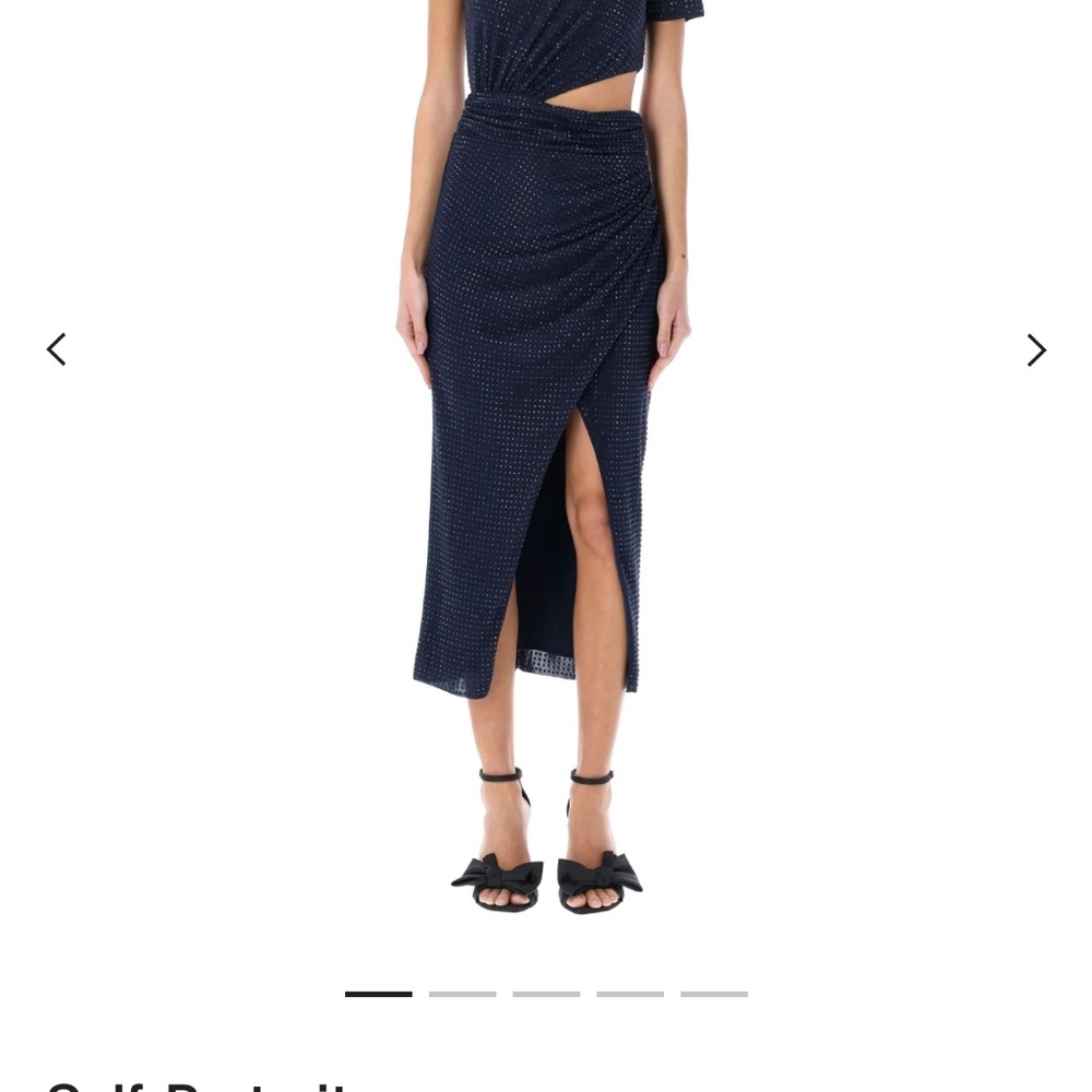 Self-Portrait Blue Asymmetrical Wrap Midi Skirt